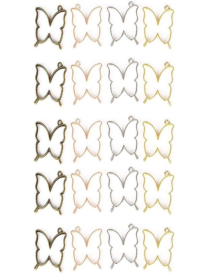 Excellentcrafts Butterfly Open Bezel Pendants Charms Resin Molds for Jewelry Findings DIY Pressed Flower Frame Mixed Color 20pcs - Image 1